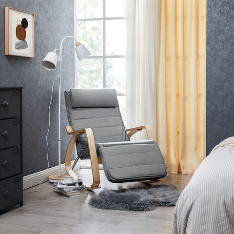 Rootz Rocking Chair - Relaxing Chair - Recliner Chair - Cotton Cover - Birch Wood - Foam Padding - 67cm x 115cm x 91cm