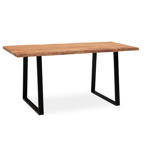 Rootz Solid Acacia Wood Dining Table - Kitchen Table - Rectangular Table - Natural Wood Grain - Unique Tree Edge Design - Handcrafted - Adjustable Height Knobs - 120cm x 60cm x 76cm