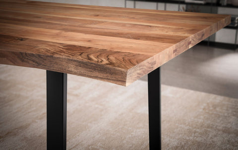 Rootz Solid Acacia Wood Dining Table - Kitchen Table - Rectangular Table - Natural Wood Grain - Unique Tree Edge Design - Handcrafted - Adjustable Height Knobs - 120cm x 60cm x 76cm