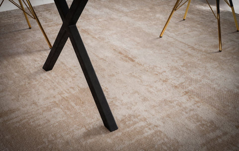 Rootz Solid Acacia Wood Dining Table - Kitchen Table - Rectangular Table - Natural Wood Grain - Unique Tree Edge Design - X-Shaped Metal Legs - 140cm x 80cm x 76cm