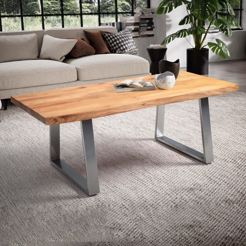 Rootz Coffee Table - Living Room Table - Sofa Table - Solid Acacia Wood - Handcrafted - Unique Design - Adjustable Height - 120cm x 60cm x 46cm