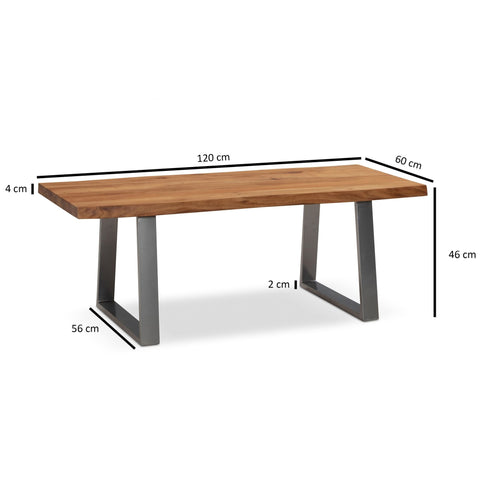 Rootz Coffee Table - Living Room Table - Sofa Table - Solid Acacia Wood - Handcrafted - Unique Design - Adjustable Height - 120cm x 60cm x 46cm