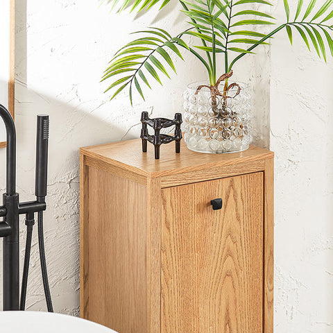 Rootz Linen Cupboard with Fold-Out Laundry Chest - Laundry Collector - Bathroom Cabinet - Moisture-Resistant - Anti-Tip Safety Feature - Easy Assembly - 40cm x 90cm x 35cm