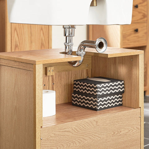 Rootz Sink Base Cabinet - Bathroom Cabinet - Washbasin Stand - Moisture Resistant - Adjustable Shelf - Easy Assembly - 60cm x 60cm x 35cm