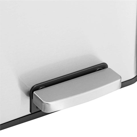 Rootz Trash Can - Trash Bin - Pedal Bin With 2 Compartments - Waste Separation System - With Foot Pedal - 2 Inner Bins - Kitchen Trash Can - Steel - Plastic - Silver - 58.5 x 32 x 54.5 cm (L x W x H)