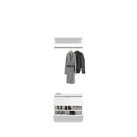 Rootz 3-Piece Wardrobe Combination - Artisan Oak Nb. - White High Gloss - Mirror Glass - Spacious Storage - 183cm x 193cm x 34cm