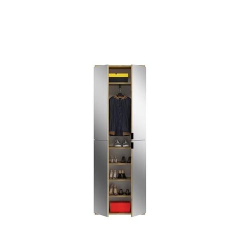 Rootz 3-Piece Wardrobe Combination - Artisan Oak Replica - Mirror Glass - Ample Storage - 212cm x 193cm x 34cm