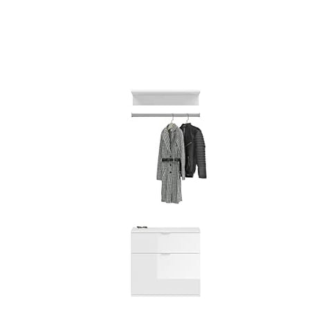 Rootz 3-Piece Wardrobe Combination - Artisan Oak Nb. - White High Gloss - Mirror Glass - Spacious Storage - 183cm x 193cm x 34cm