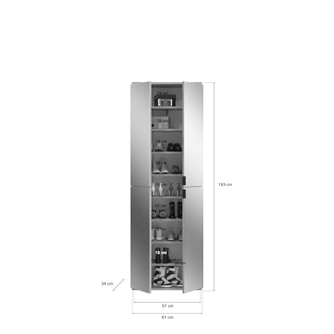 Rootz 3-Piece Wardrobe Combination - Artisan Oak Replica - Mirror Glass - Ample Storage - 212cm x 193cm x 34cm