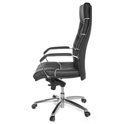 Rootz XXL Executive Chair - Office Chair - Ergonomic Chair - Genuine Leather - Lumbar Support - Chrome Armrests - Multiblock Mechanics - Anti-Shock Function - 120kg Load Capacity - 8h Sitting Time - 60cm x 55cm x 118-126cm