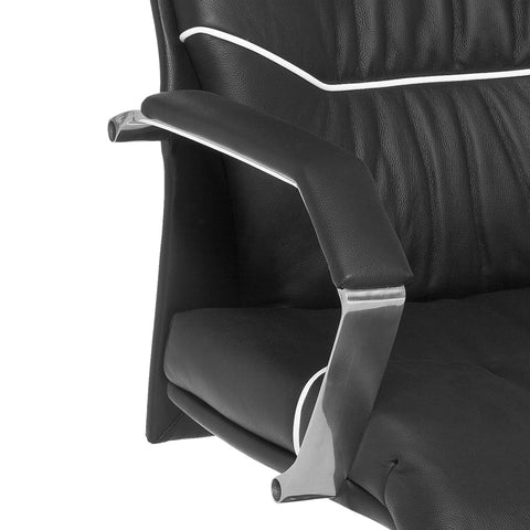 Rootz XXL Executive Chair - Office Chair - Ergonomic Chair - Genuine Leather - Lumbar Support - Chrome Armrests - Multiblock Mechanics - Anti-Shock Function - 120kg Load Capacity - 8h Sitting Time - 60cm x 55cm x 118-126cm