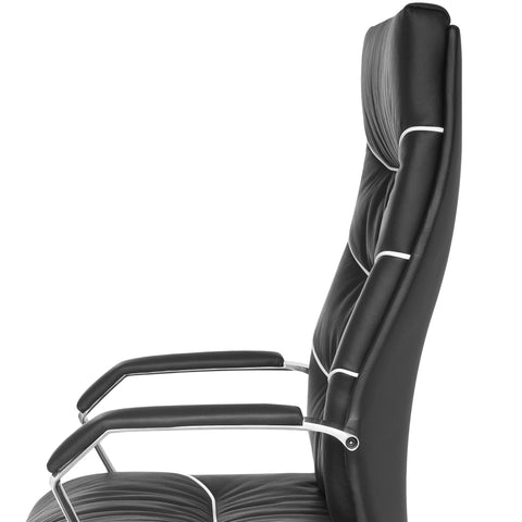 Rootz XXL Executive Chair - Office Chair - Ergonomic Chair - Genuine Leather - Lumbar Support - Chrome Armrests - Multiblock Mechanics - Anti-Shock Function - 120kg Load Capacity - 8h Sitting Time - 60cm x 55cm x 118-126cm