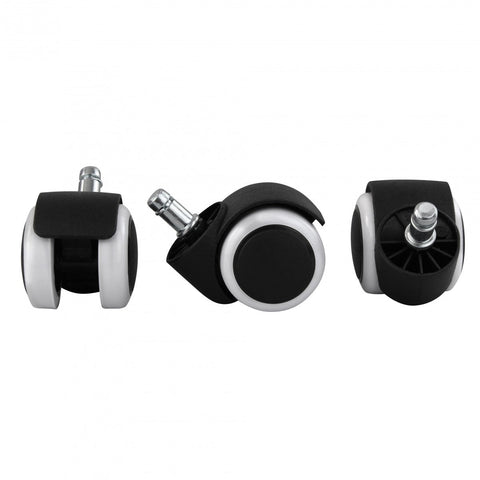 Rootz Office Chair Caster Wheels - Set of 5 - Hard Floor Casters - Chair Wheels with Brakes - Polyurethane Coated - Load-Dependent Braked - Non-Smearing - 11mm x 50mm