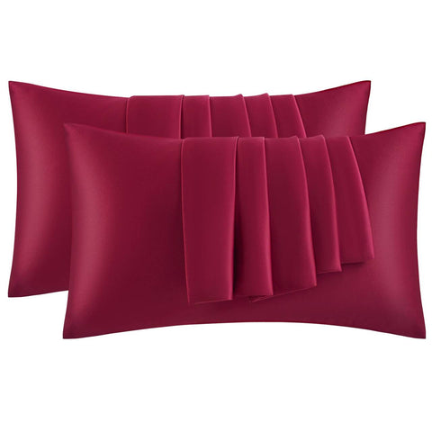 Rootz Satin Pillowcase Set - Silk Pillow Covers - Hair Care - 40x60cm - Hidden Zipper - Breathable & Moisture-Wicking Polyester