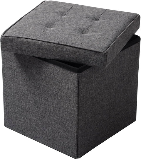 Rootz Foldable Storage Stool Set - Ottoman Bench - Portable Footrest - MDF Structure - 37.5cm x 38cm x 37.5cm