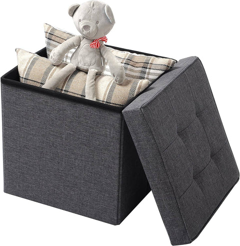 Rootz Foldable Storage Stool Set - Ottoman Bench - Portable Footrest - MDF Structure - 37.5cm x 38cm x 37.5cm