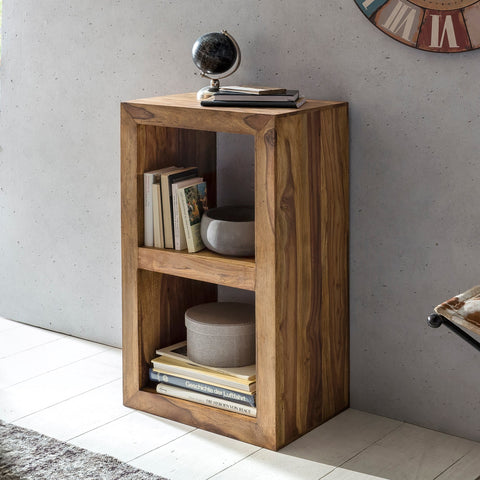 Rootz Standing Shelf - Side Table - Small Coffee Table - Solid Sheesham Wood - Handmade - Unique Grain - 2 Shelves - Attractive Design - 88cm x 50cm x 35cm