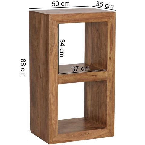 Rootz Standing Shelf - Side Table - Small Coffee Table - Solid Sheesham Wood - Handmade - Unique Grain - 2 Shelves - Attractive Design - 88cm x 50cm x 35cm
