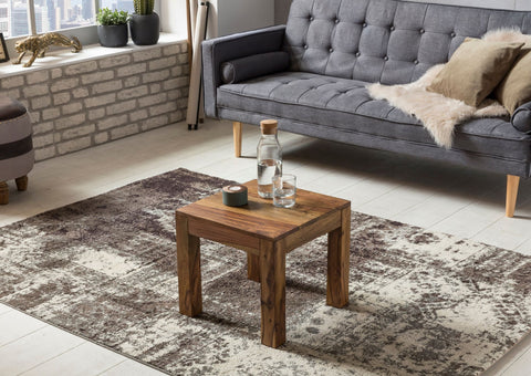 Rootz Solid Wood Coffee Table - Living Room Table - Sheesham Wood - Handmade - Unique Design - 45cm x 40cm x 45cm