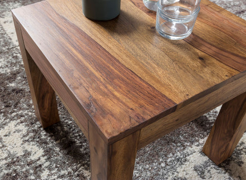 Rootz Solid Wood Coffee Table - Living Room Table - Sheesham Wood - Handmade - Unique Design - 45cm x 40cm x 45cm