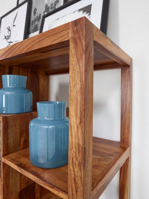Rootz Bookshelf Solid Sheesham Wood - Large Bookcase - Room Divider - Handcrafted Unique Design - Ample Storage Space - 180cm x 115cm x 40cm