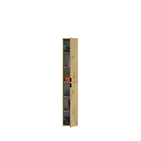 Rootz Tall Narrow Cabinet - Hall Cupboard - 2 Door Wardrobe - Wood Material - Artisan Oak Nb - Timeless Design - 30cm x 193cm x 34cm