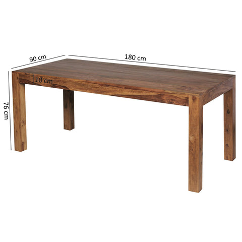 Rootz Sheesham Solid Wood Dining Table - Kitchen Table - Rectangular Dining Table - Timeless Design, Expressive Wood Grain, Seats Up to 8 - 180cm x 90cm x 76cm