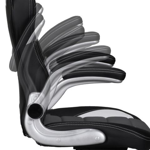 Rootz Ergonomic Office Chair - Swivel Chair - Executive Chair - Gas Pressure Spring - Adjustable Armrests - Anti-Shock Function - Artificial Leather - 120-126cm x 50-56cm x 74-80cm