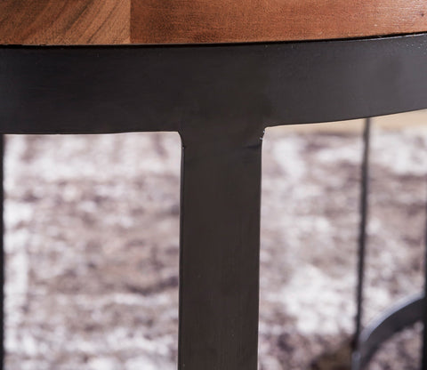 Rootz 2 Piece Set Side Tables - Living Room Tables - Round Table Tops - Stylish Grain - Metal Base - Handcrafted - Sheesham Wood - 53cm x 45cm x 53cm / 48cm x 40cm x 48cm - Classic Design