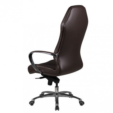 Rootz Executive Chair - Diamond Design - Genuine Leather - Aluminum Armrests - Ergonomic - Breathable - Brown/Silver - 126-136cm x 67cm x 45cm