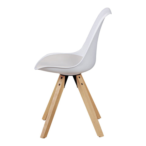Rootz 2 Piece Set Dining Room Chairs - Kitchen Chairs - Modern Chairs - Elegant Fabric Cover - 49cm x 87cm x 52cm - White - Felt Gliders - Lush Padding - Secure Stand