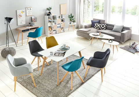 Rootz 2 Piece Set Dining Chairs - Kitchen Chairs - Modern Chairs - Fabric Cover - 49cm x 87cm x 52cm - Elegant Design - Comfortable Padding - Durable Wood Legs
