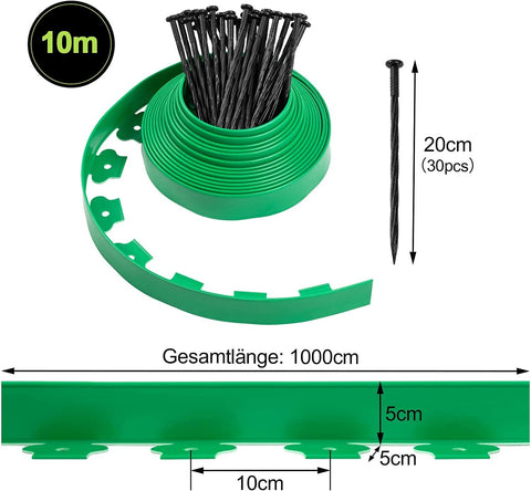Rootz Ultimate Garden Edging - Lawn Border - Landscape Edging - Durable, Flexible, Weatherproof - High-Quality PE - 10m/20m x 5cm x 5cm