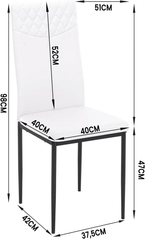 Rootz Dining Chair - Kitchen Chair - Faux Leather - High Backrest - Ergonomic Design - 40cm x 98cm x 52cm