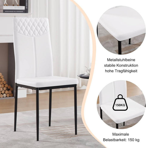 Rootz Dining Chair - Kitchen Chair - Faux Leather - High Backrest - Ergonomic Design - 40cm x 98cm x 52cm