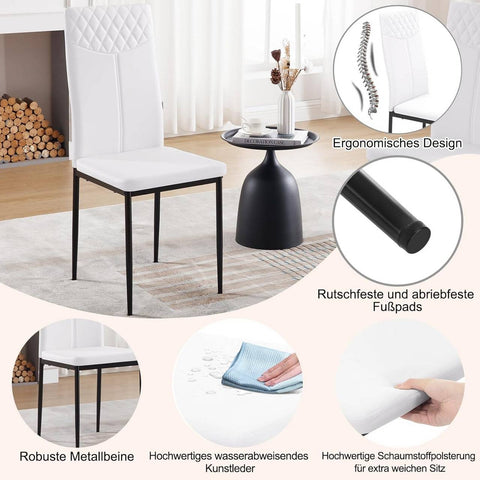 Rootz Dining Chair - Kitchen Chair - Faux Leather - High Backrest - Ergonomic Design - 40cm x 98cm x 52cm