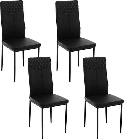 Rootz High Back Dining Chair Set - Ergonomic Chair - Faux Leather - Robust Frame - 40cm x 98cm x 52cm - White/Black Option