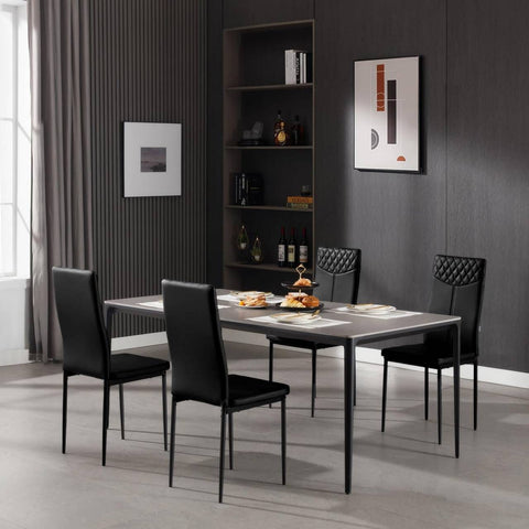 Rootz High Back Dining Chair Set - Ergonomic Chair - Faux Leather - Robust Frame - 40cm x 98cm x 52cm - White/Black Option