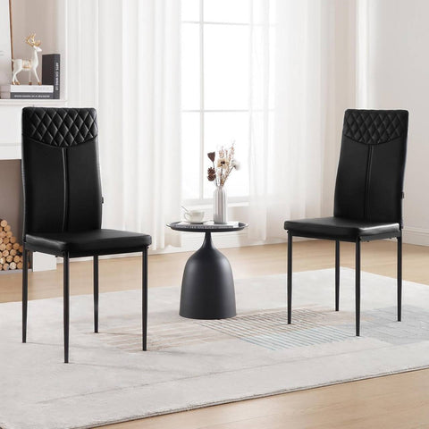 Rootz High Back Dining Chair Set - Ergonomic Chair - Faux Leather - Robust Frame - 40cm x 98cm x 52cm - White/Black Option