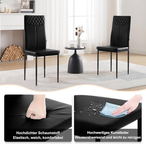 Rootz High Back Dining Chair Set - Ergonomic Chair - Faux Leather - Robust Frame - 40cm x 98cm x 52cm - White/Black Option
