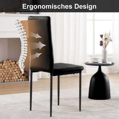 Rootz High Back Dining Chair Set - Ergonomic Chair - Faux Leather - Robust Frame - 40cm x 98cm x 52cm - White/Black Option