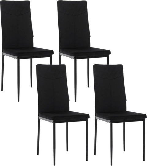 Rootz Velvet Dining Chair - Kitchen Chair - High Back Chair - Ergonomic Design - Sturdy Metal Legs - Black/Dark Gray - 40cm x 98cm x 52cm