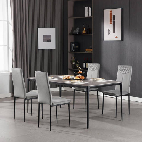 Rootz Velvet Dining Chair - High Backrest - Ergonomic Design - Stable Metal Legs - Non-slip Foot Pads - 40cm x 98cm x 52cm - Set of 4