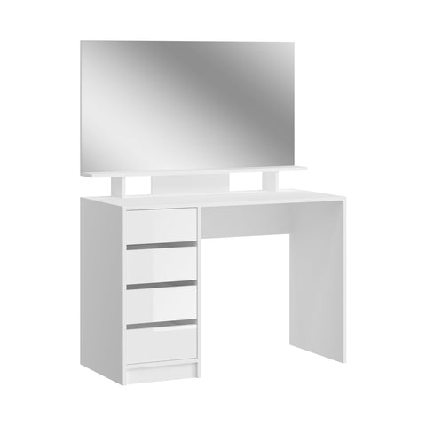 Rootz Emma Dressing Table Desk - White Dressing Table - Cosmetic Table - Storage Space - 110cm x 75cm x 48cm