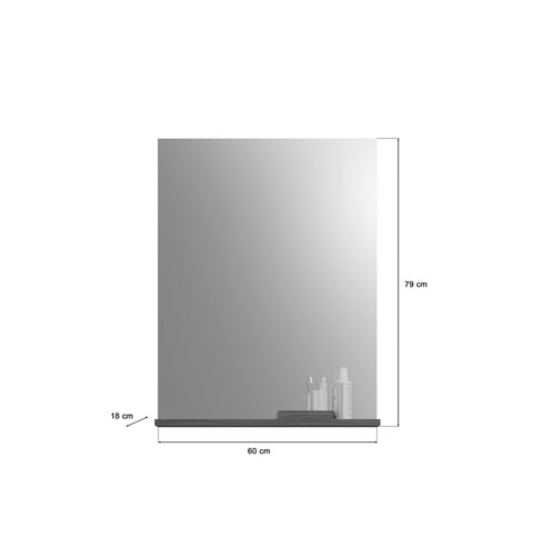 Rootz Wall Mirror - Wood Mirror - Smoke Silver Replica - Large Storage - 60cm x 79cm x 18cm