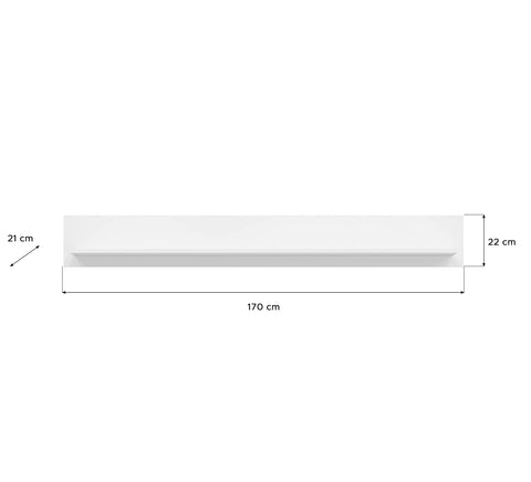 Rootz Skylight Wall Shelf - White High Gloss - White NB - Storage Space - 170cm x 22cm x 21cm - FSC Certified - Modular Furniture - Timeless Design