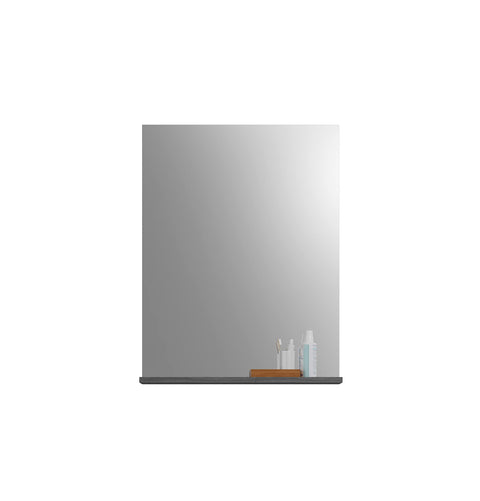 Rootz Wall Mirror - Wood Mirror - Smoke Silver Replica - Large Storage - 60cm x 79cm x 18cm