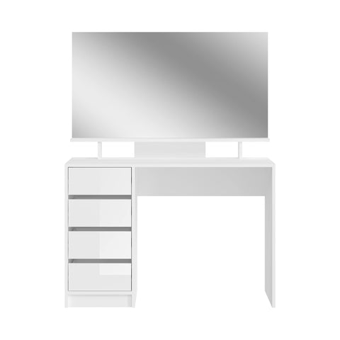 Rootz Emma Dressing Table Desk - White Dressing Table - Cosmetic Table - Storage Space - 110cm x 75cm x 48cm