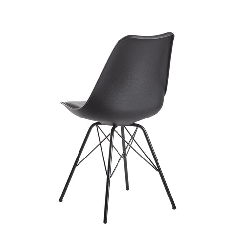 Rootz Set of 2 Modern Dining Chairs - Scandinavian Design - Kitchen Chairs - Plastic Seat Shell - Imitation Leather Seat Cover - Lacquered Iron Legs - 48cm x 86cm x 58cm
