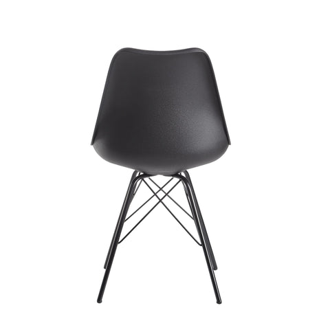 Rootz Set of 2 Modern Dining Chairs - Scandinavian Design - Kitchen Chairs - Plastic Seat Shell - Imitation Leather Seat Cover - Lacquered Iron Legs - 48cm x 86cm x 58cm